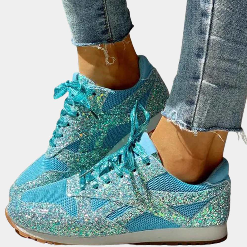 Sporty Sneakers - Glittery Ladies Trainers For Casual Wear