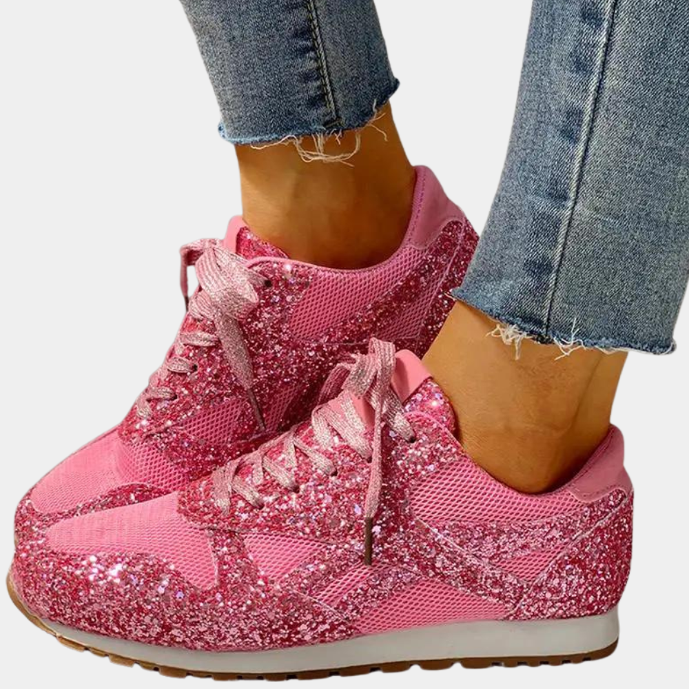 Sporty Sneakers - Glittery Ladies Trainers For Casual Wear