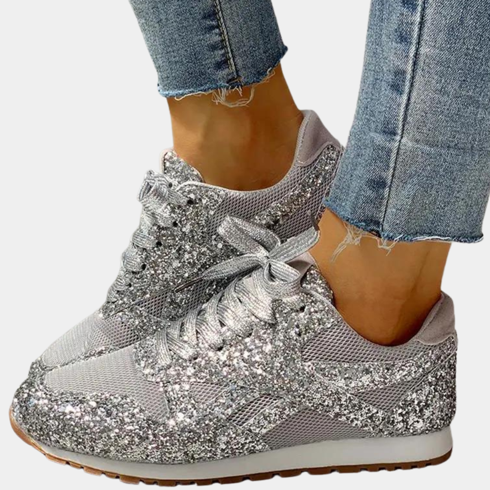 Sporty Sneakers - Glittery Ladies Trainers For Casual Wear