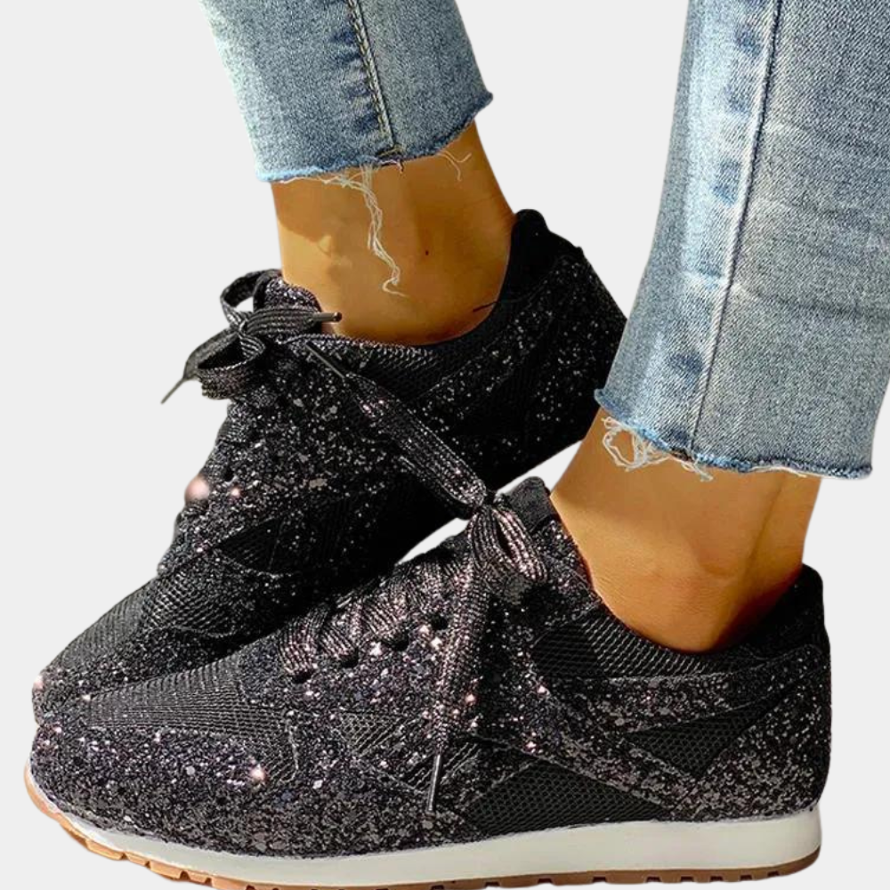 Sporty Sneakers - Glittery Ladies Trainers For Casual Wear