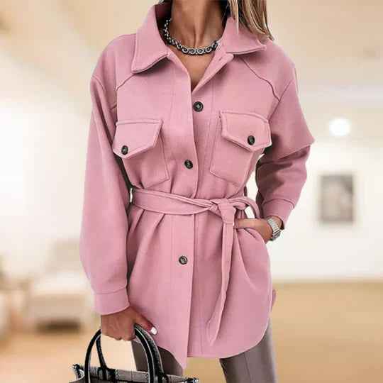 Stylish Belted Shirt Jacket - Versatile Ladies Outerwear