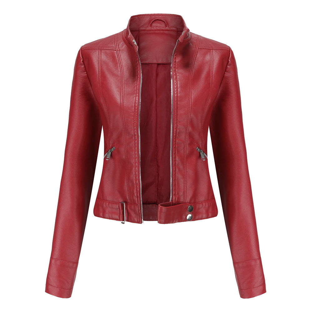 Faux leather biker jacket - ladies’ motorcycle jacket