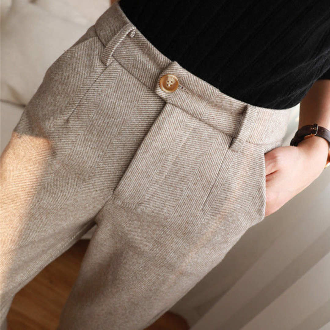Tailored trousers - exquisite ladies high-waisted trousers