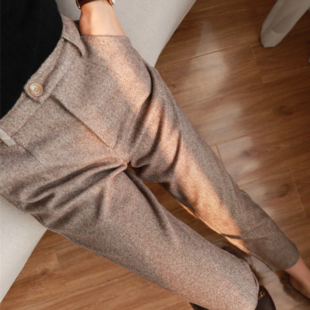 Tailored trousers - exquisite ladies high-waisted trousers
