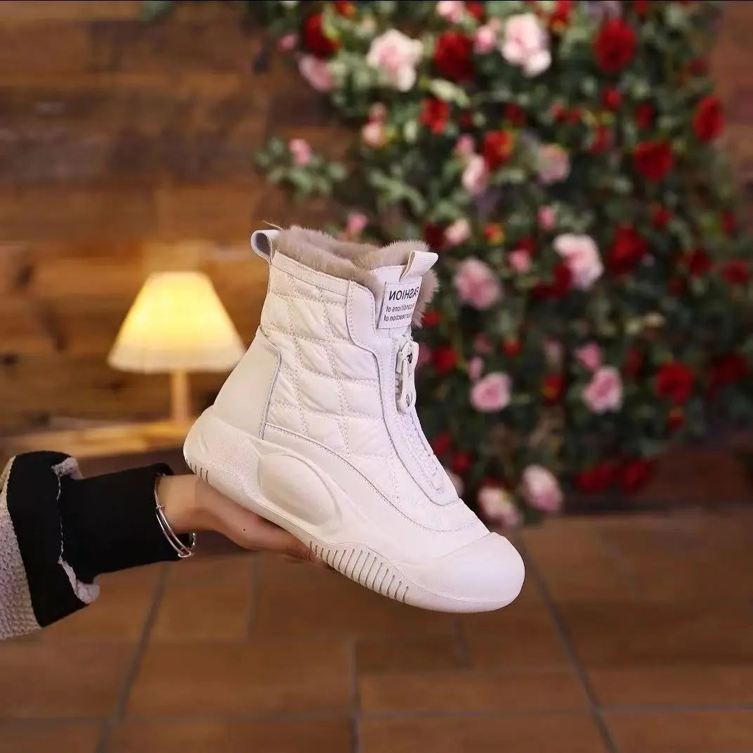 Waterproof retro snow boots - stylish insulated ladies footwear