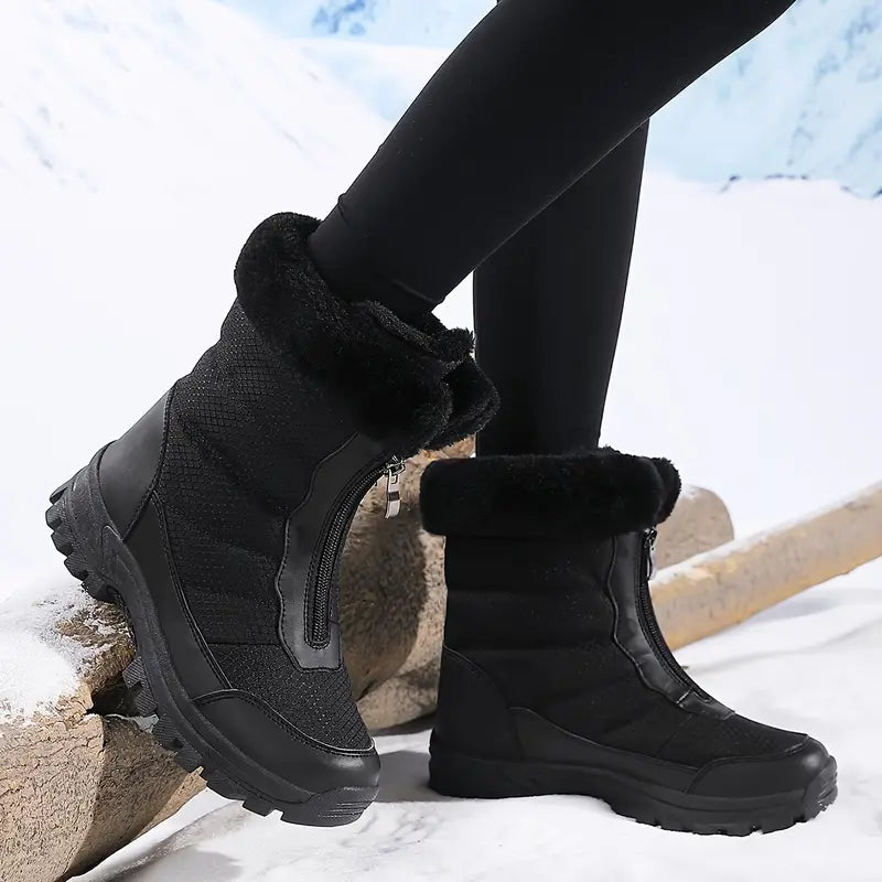 Waterproof snow boots - insulated ladies black winter boots