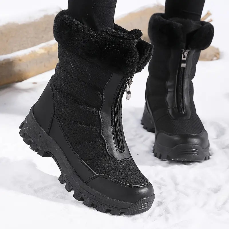 Waterproof snow boots - insulated ladies black winter boots
