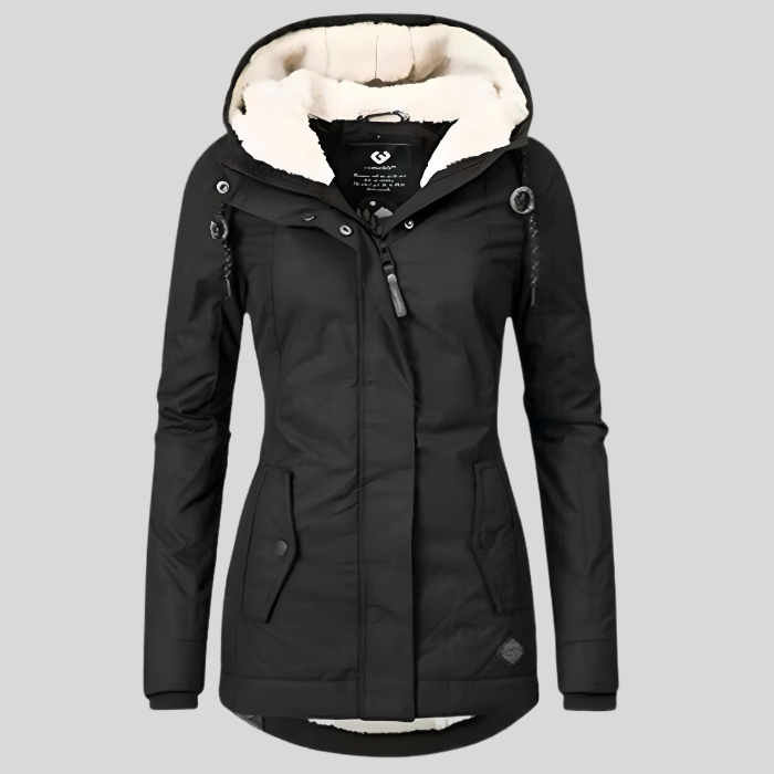 Waterproof winter coat with hood - fleece-lined ladies jacket