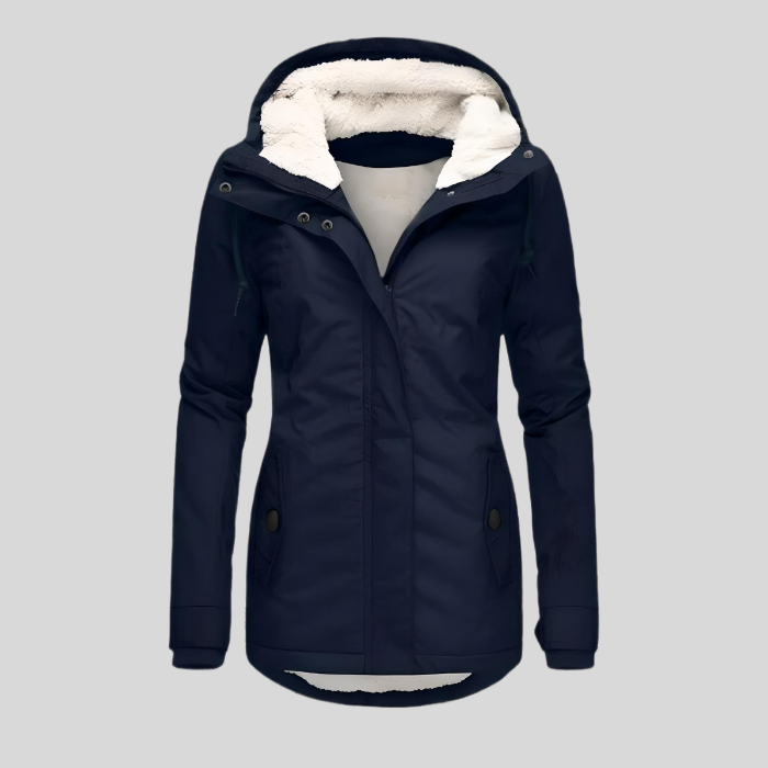 Waterproof winter coat with hood - fleece-lined ladies jacket