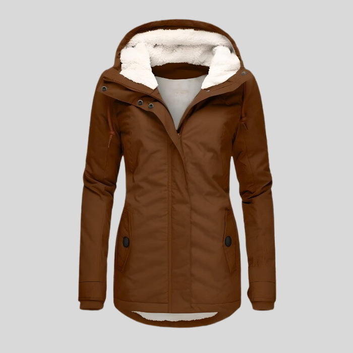 Waterproof winter coat with hood - fleece-lined ladies jacket
