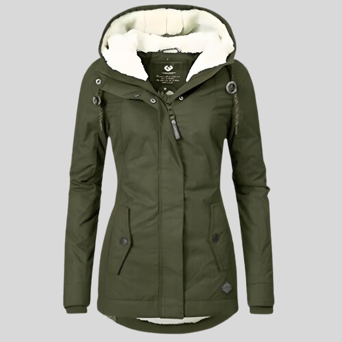 Waterproof winter coat with hood - fleece-lined ladies jacket
