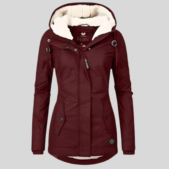 Waterproof winter coat with hood - fleece-lined ladies jacket