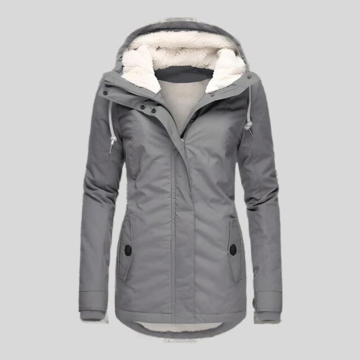Waterproof winter coat with hood - fleece-lined ladies jacket
