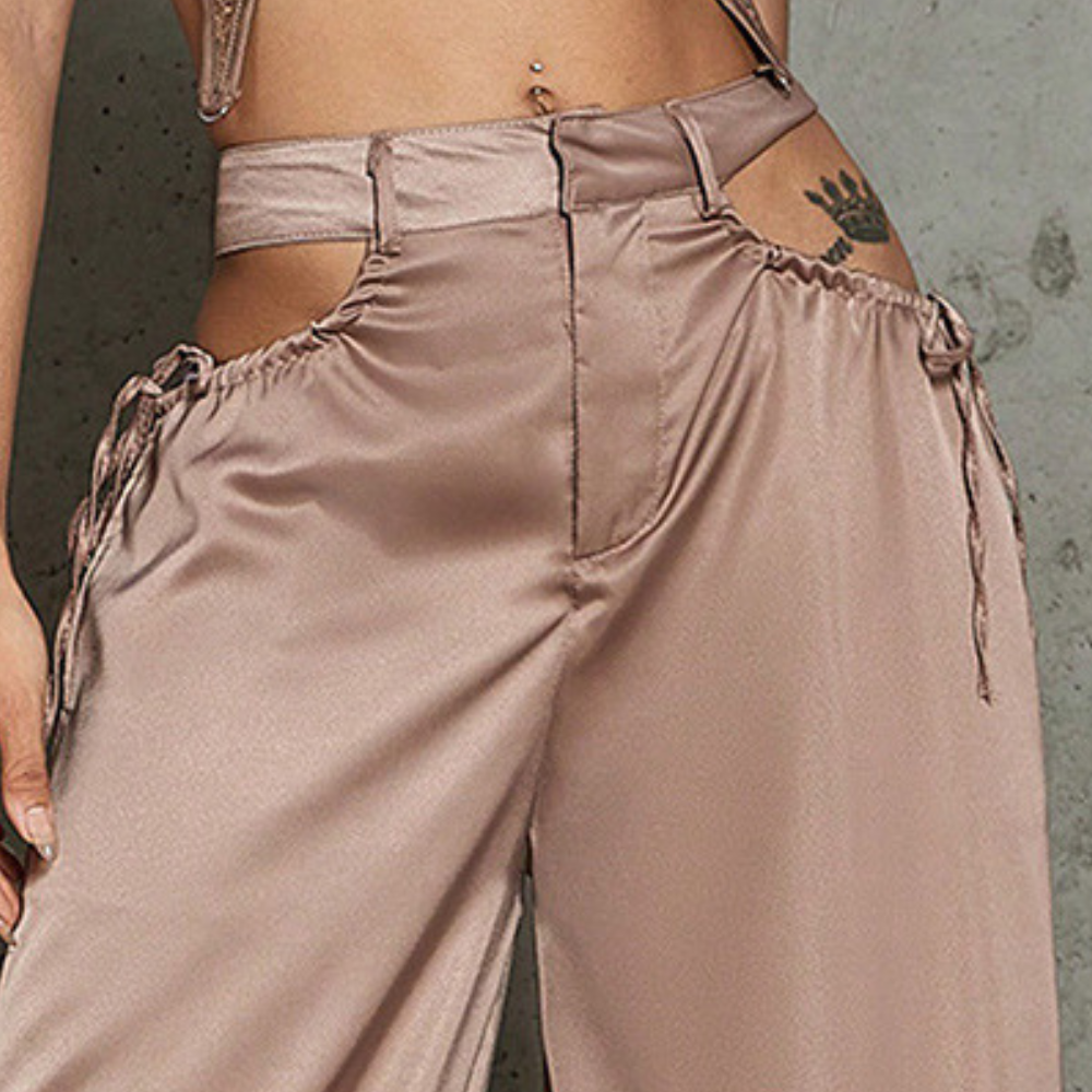 Wide Leg Trousers - Sophisticated Satin Ladies Pants