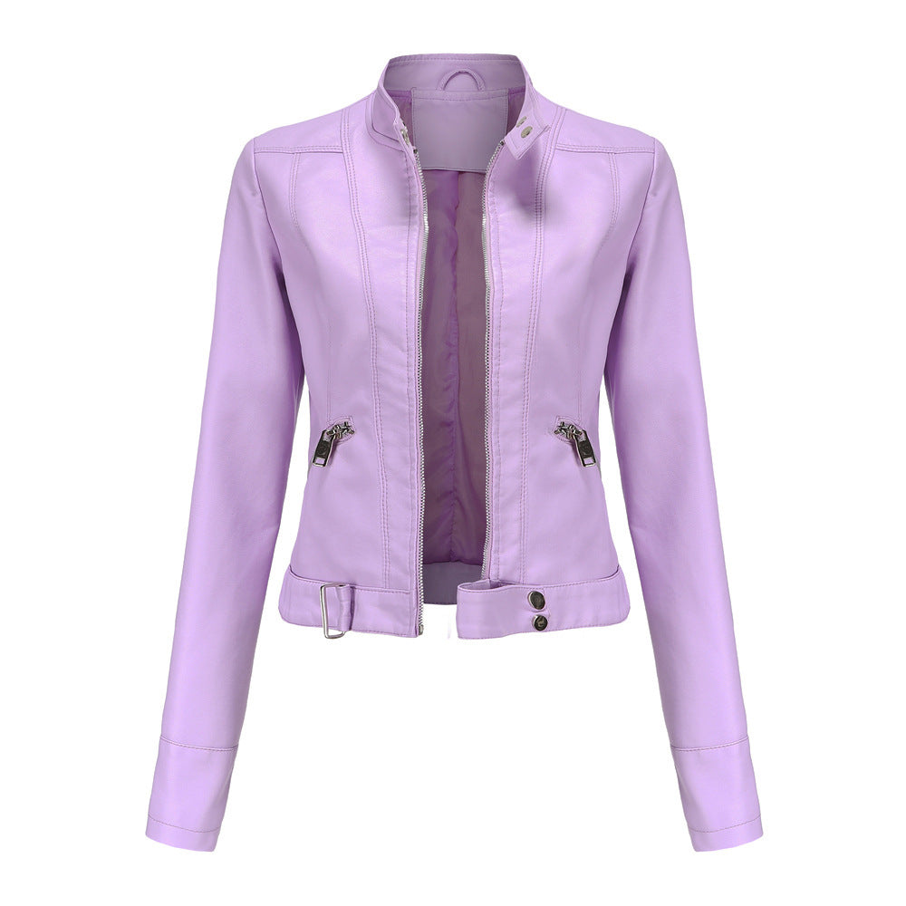 Faux leather biker jacket - ladies’ motorcycle jacket
