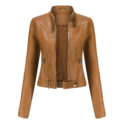 Faux leather biker jacket - ladies’ motorcycle jacket