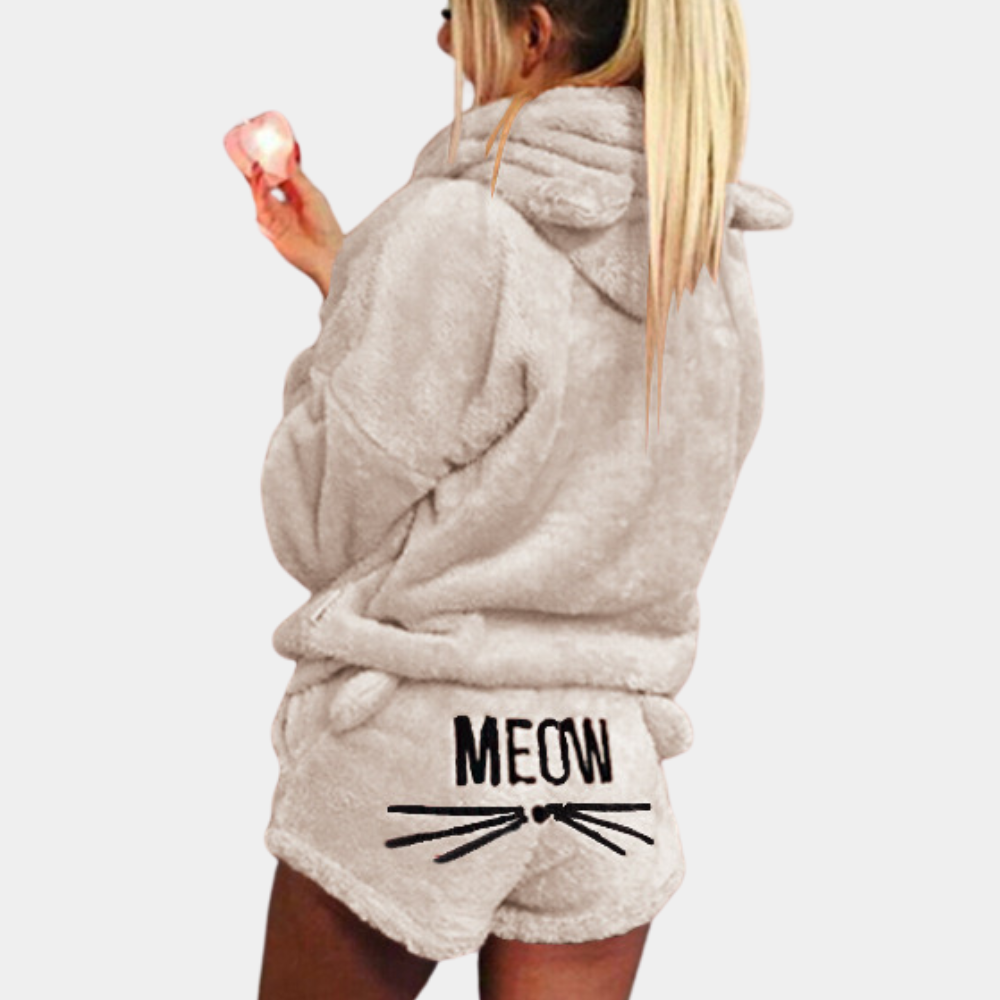 2-Piece Cozy Loungewear Set - Soft Fleece Ladies Pyjama Set