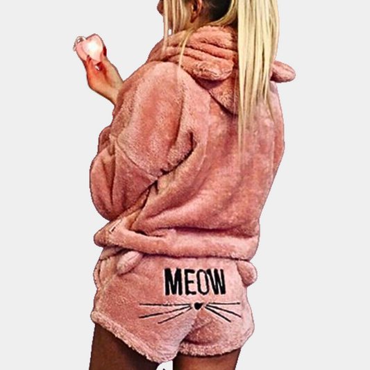 2-Piece Cozy Loungewear Set - Soft Fleece Ladies Pyjama Set