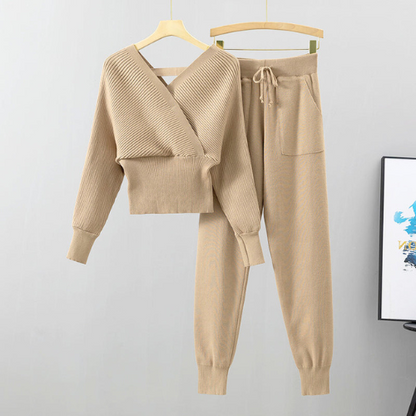 2-piece cross-body set - comfortable ladies loungewear ensemble