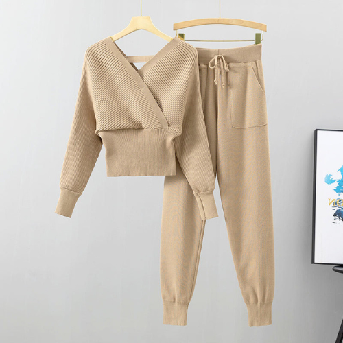 2-piece cross-body set - comfortable ladies loungewear ensemble