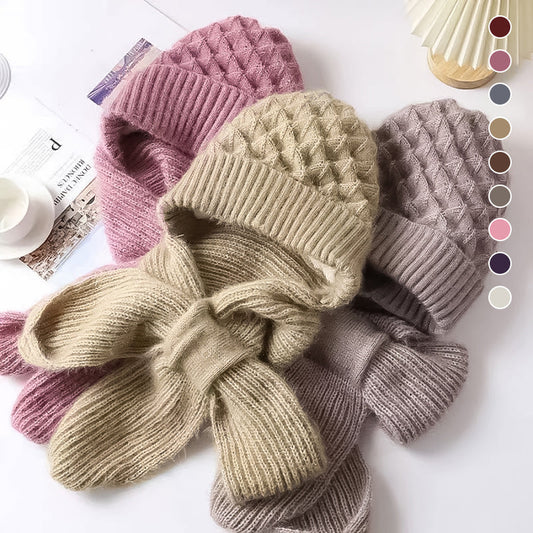 2-piece knitted hat and scarf set - stylish ladies winter accessory