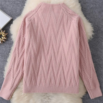 2-Piece Knitted Lounge Set - Stylish Ladies Sweater And Trousers Ensemble