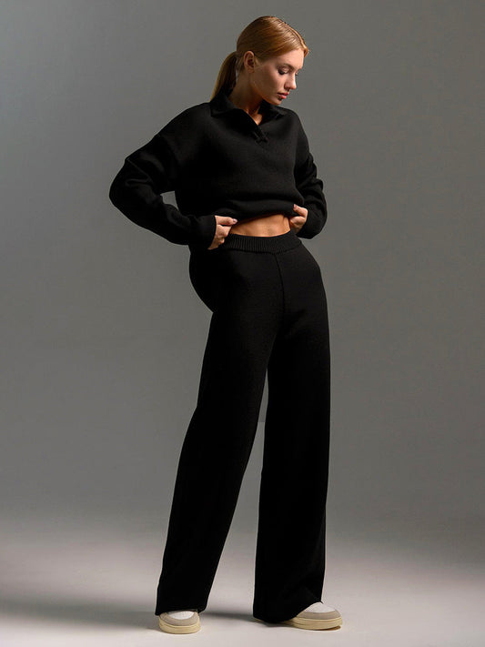 2-Piece Knitted Tracksuit - Stylish Ladies Loungewear Set