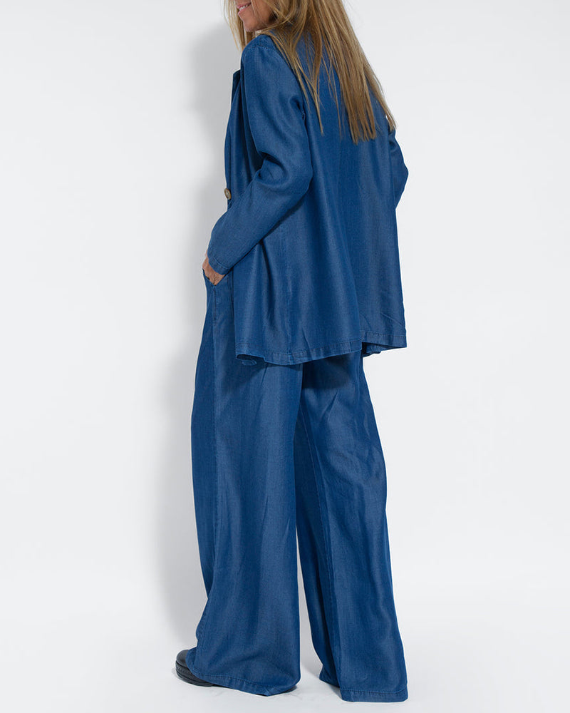 2-Piece Linen Wide Leg Trousers & Vest - Chic Ladies Summer Outfit