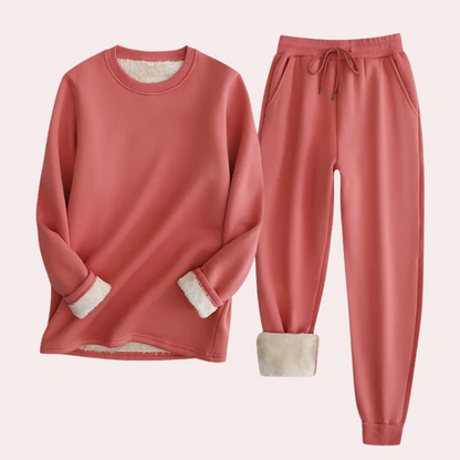 2-piece loungewear set - soft ladies fleece sweatshirt and joggers
