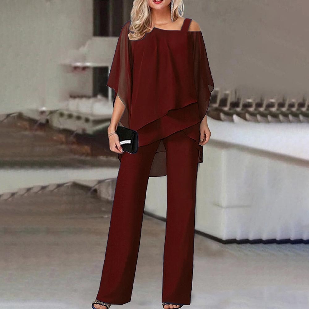 2-Piece Sophisticated Set - Trendy Ladies Outfit With Shoulder Cutout Design