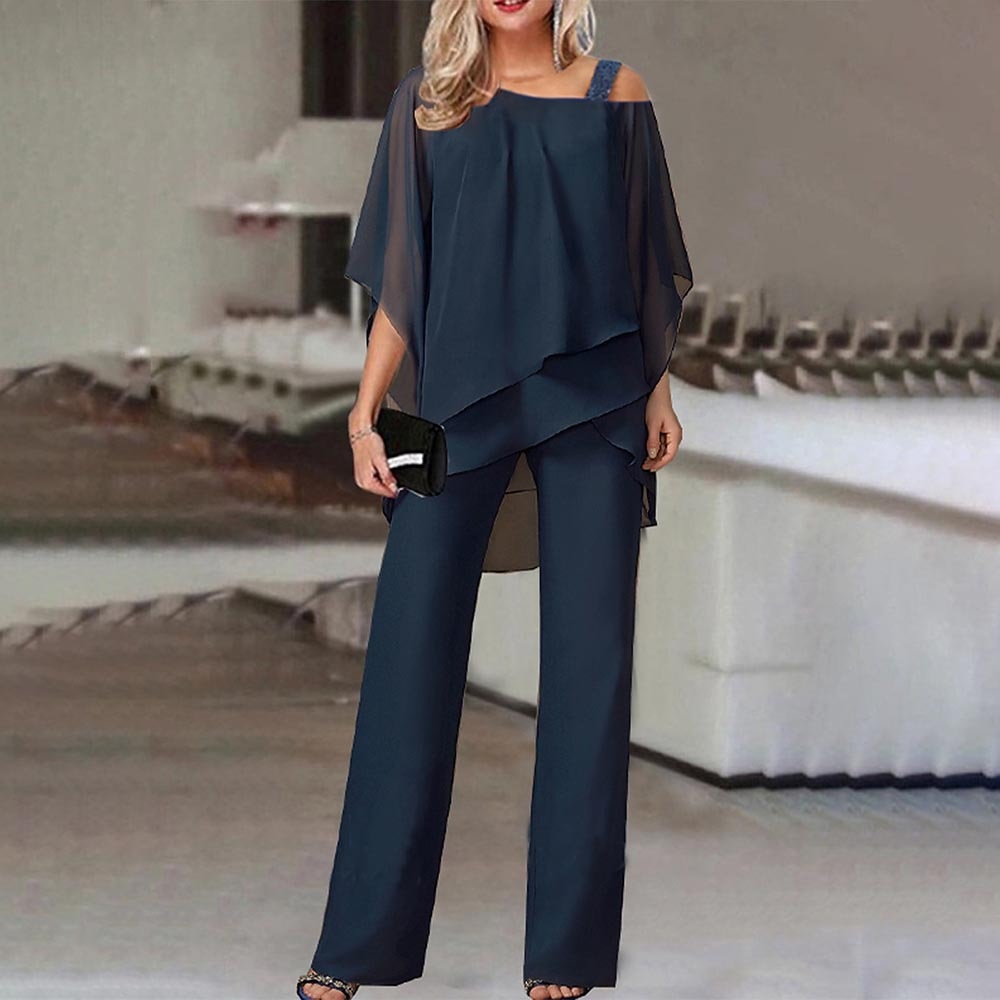 2-Piece Sophisticated Set - Trendy Ladies Outfit With Shoulder Cutout Design