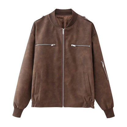 Women's casual bomber jacket - lightweight zip-up, versatile layering
