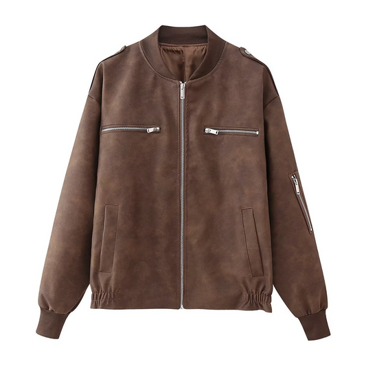 Women's casual bomber jacket - lightweight zip-up, versatile layering