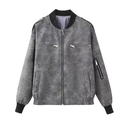 Women's casual bomber jacket - lightweight zip-up, versatile layering