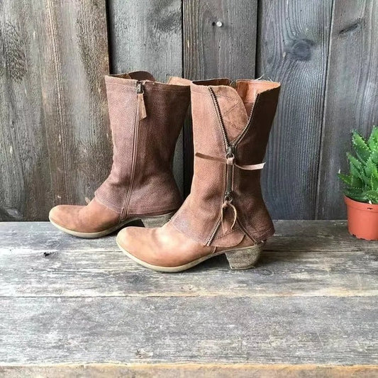 Ankle Boots - Fashionable Brown Leather Ladies Ankle Boots