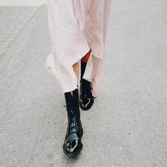 Ankle boots - stylish ladies lace-up combat boots