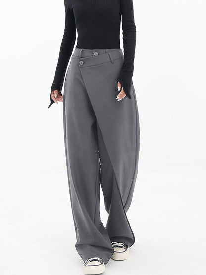 Asymmetric Wide Leg Trousers - Stylish Ladies Tailored Trousers