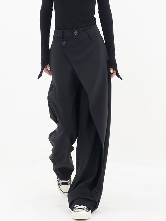 Asymmetric Wide Leg Trousers - Stylish Ladies Tailored Trousers