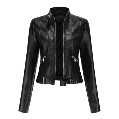 Faux leather biker jacket - ladies’ motorcycle jacket