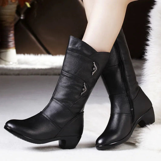 Black Ankle Boots - Stylish Ladies Heeled Winter Footwear
