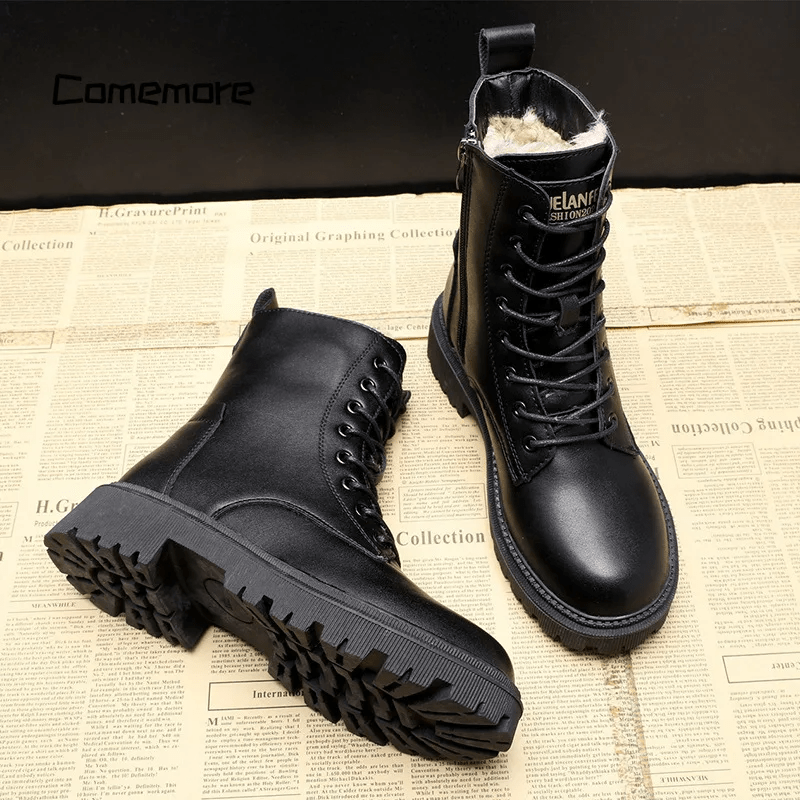 Black Lace-Up Ankle Boots - Chic Ladies Combat Boots