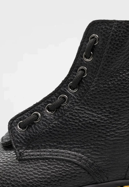 Black leather ankle boots - stylish ladies platform lace-up