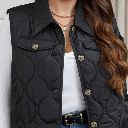 Black Quilted Vest - Chic Sleeveless Jacket For The Modern Lady