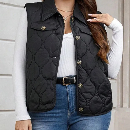 Black Quilted Vest - Chic Sleeveless Jacket For The Modern Lady