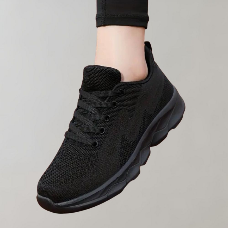 Black Trainers - Breathable Cozy Sneakers For Ladies