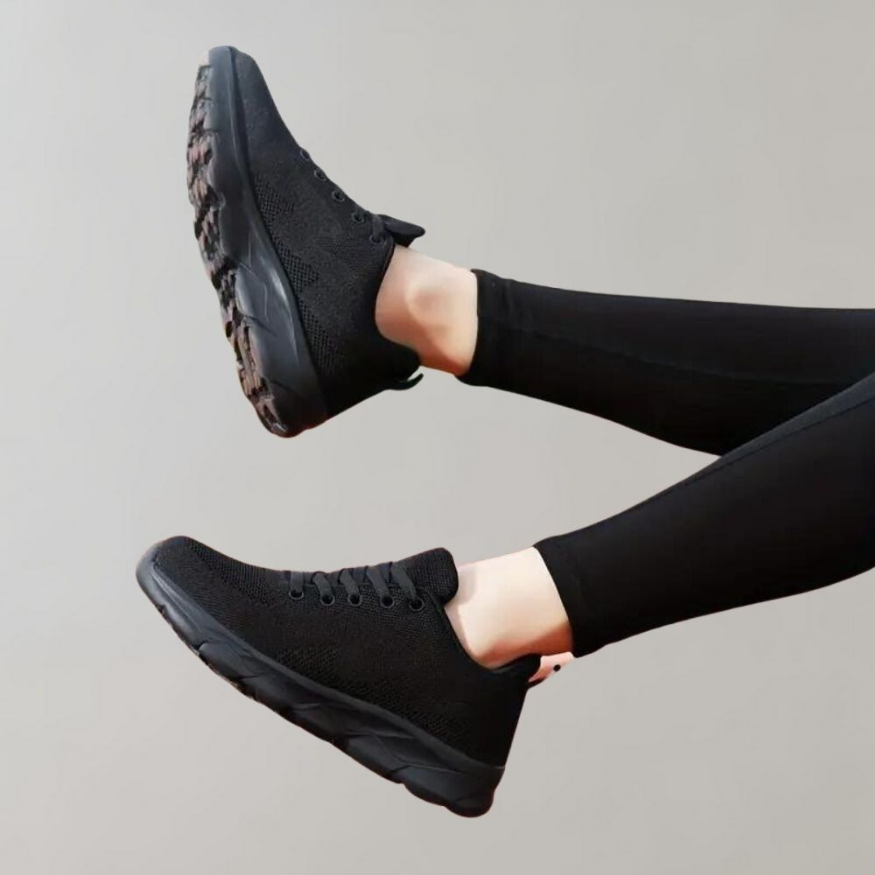 Black Trainers - Breathable Cozy Sneakers For Ladies