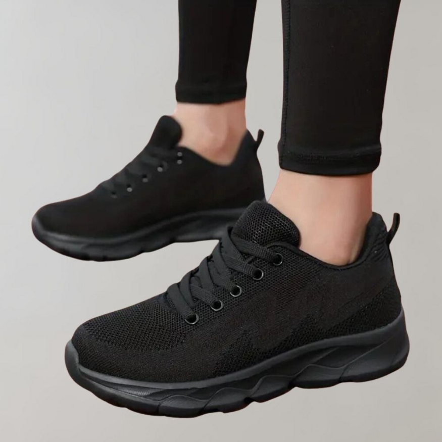 Black Trainers - Breathable Cozy Sneakers For Ladies