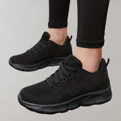 Black Trainers - Breathable Cozy Sneakers For Ladies