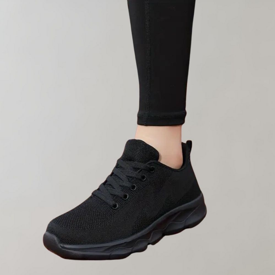Black Trainers - Breathable Cozy Sneakers For Ladies