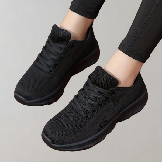 Black Trainers - Breathable Cozy Sneakers For Ladies